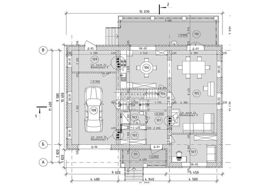 Планировка дома ДС-001 1-й этаж