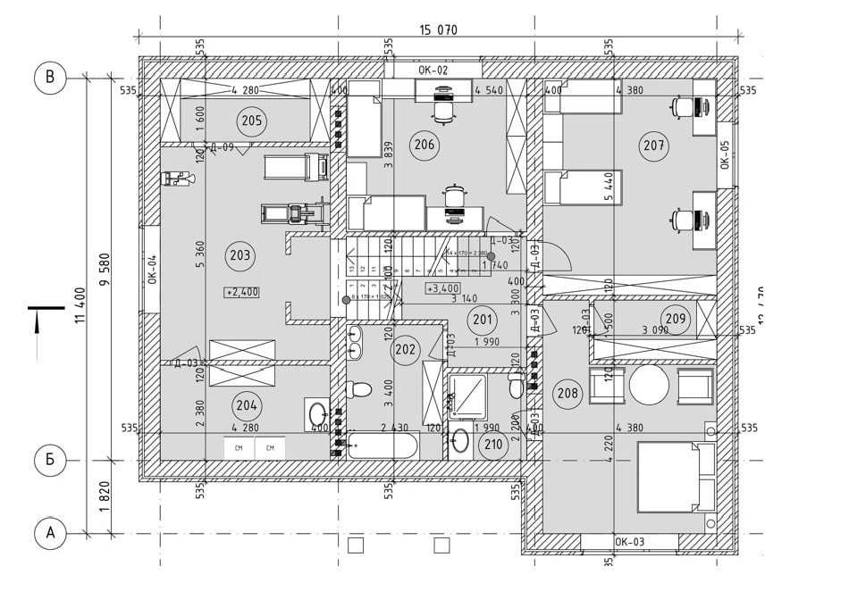 Планировка дома ДС-001 2-й этаж