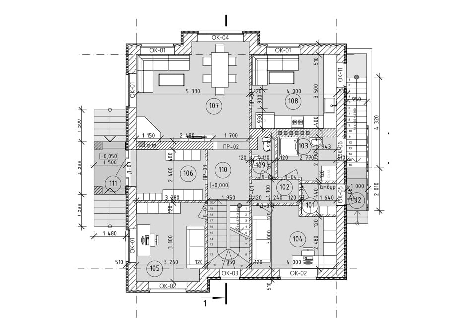 Планировка дома ДС-003 1-й этаж
