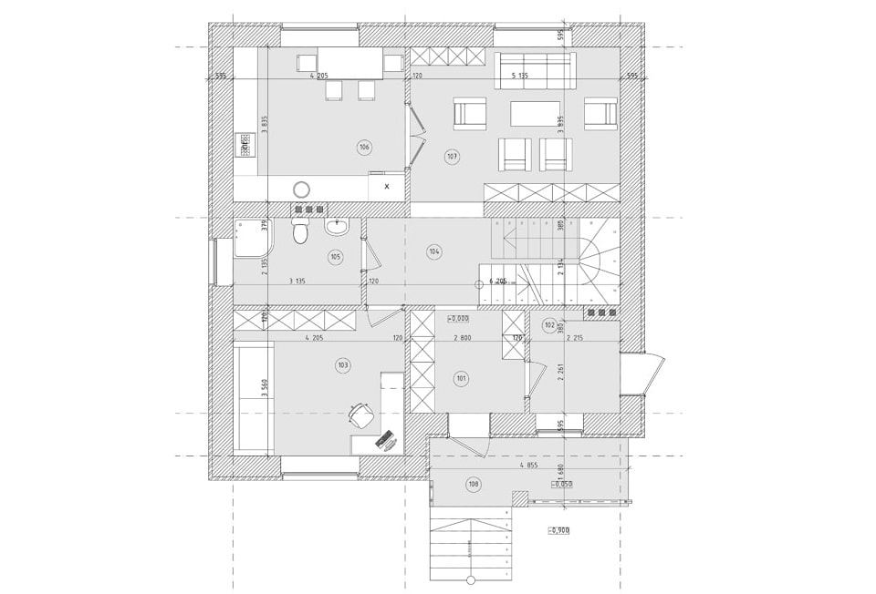 Планировка дома ДС-006 1-й этаж