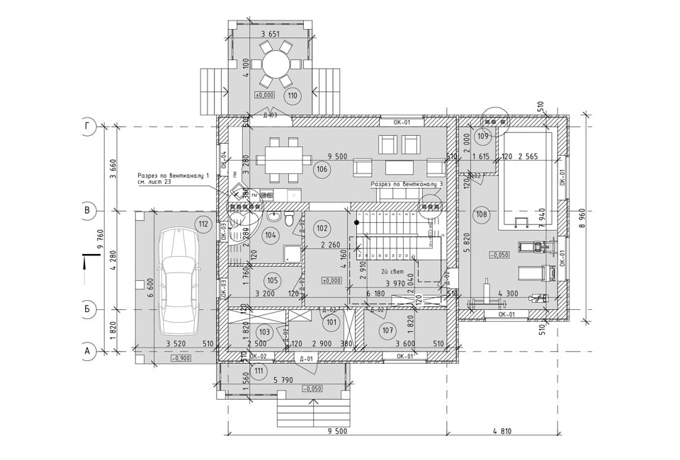Планировка дома ДС-008 1-й этаж