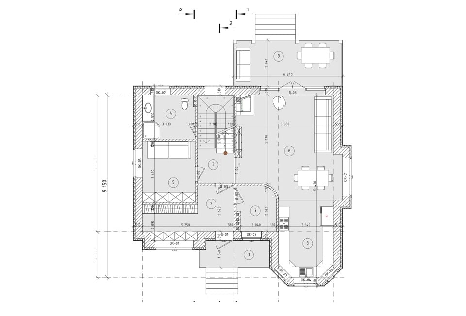 Планировка дома ДС-009 1-й этаж