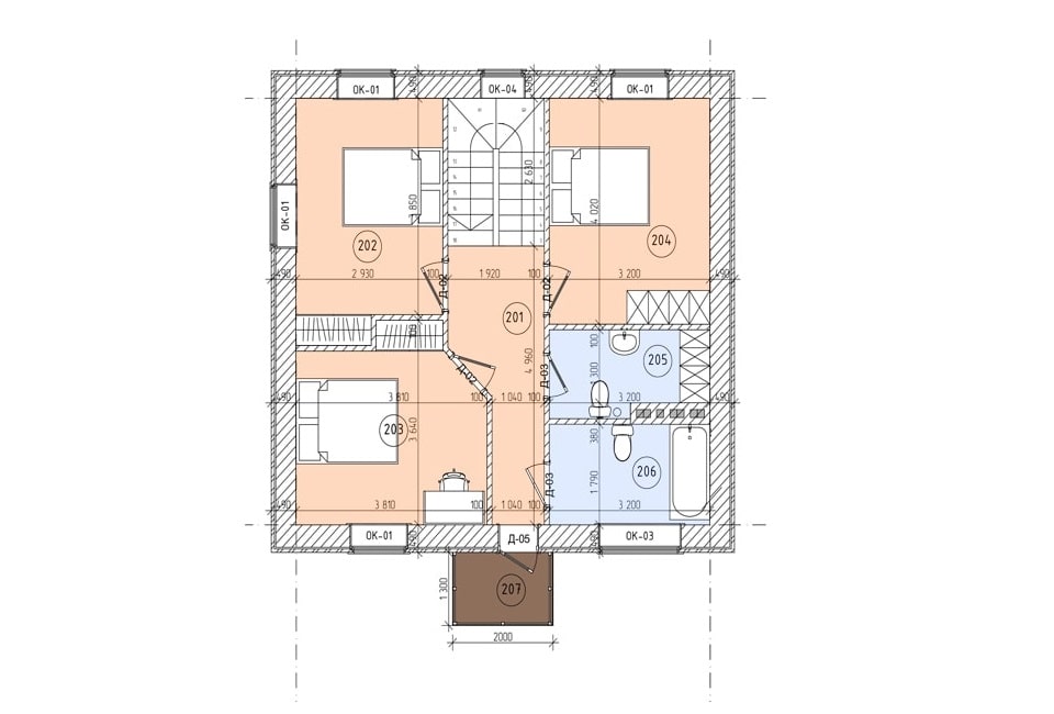 Планировка дома ДС-010 2-й этаж