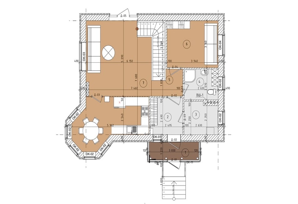 Планировка дома ДС-011 1-й этаж