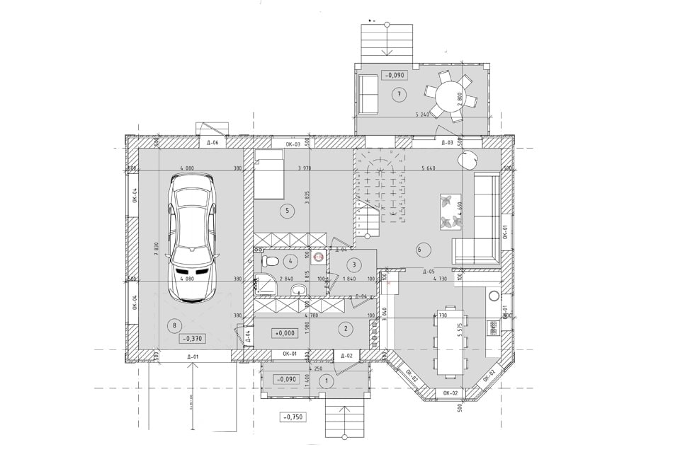 Планировка дома ДС-012 1-й этаж
