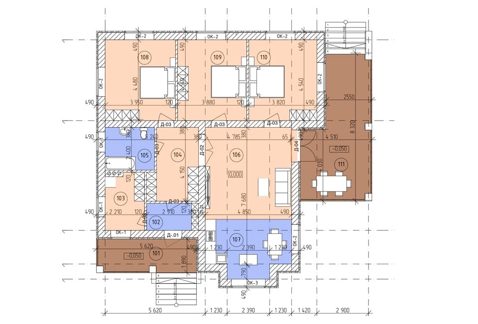 Планировка дома ДС-013 1-й этаж