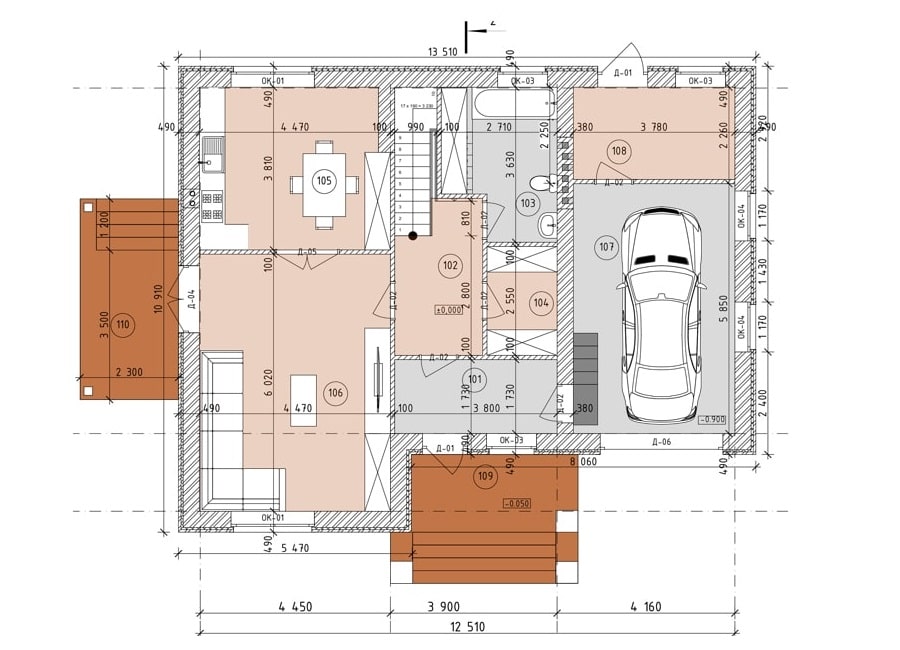Планировка дома ДС-014 1-й этаж