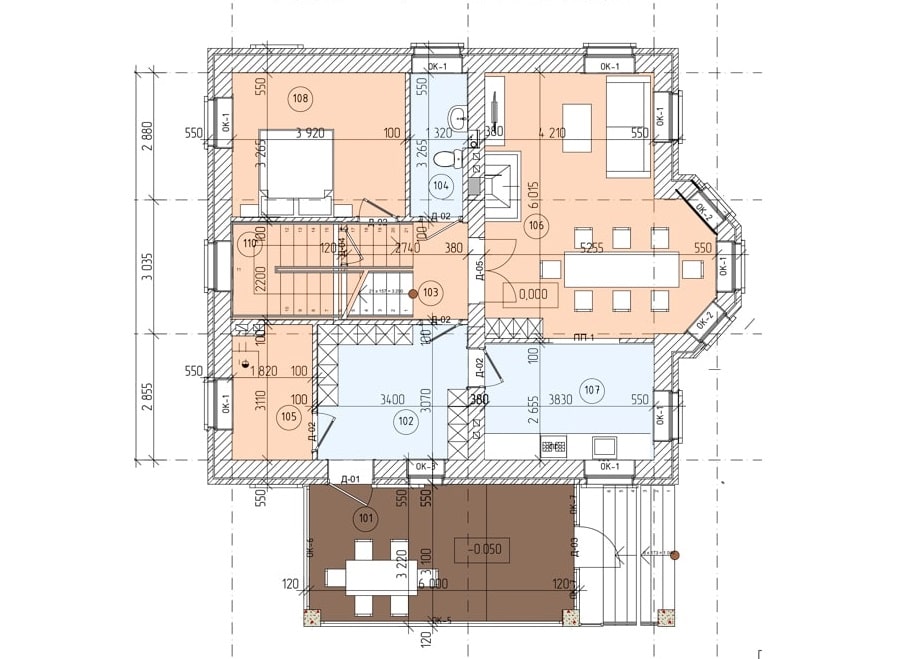 Планировка дома ДС-015 1-й этаж