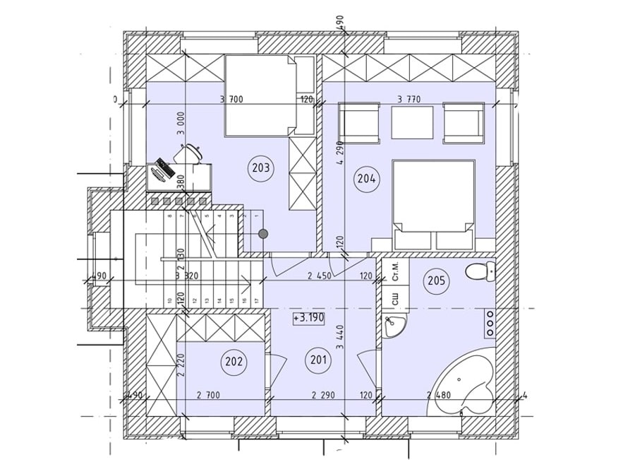 Планировка дома ДС-016 2-й этаж