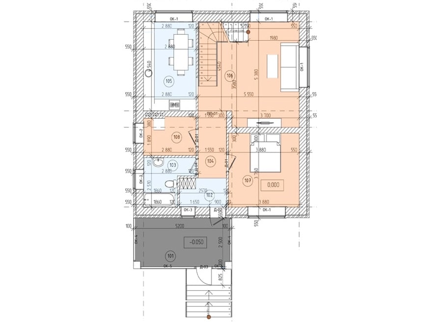 Планировка дома ДС-017 1-й этаж