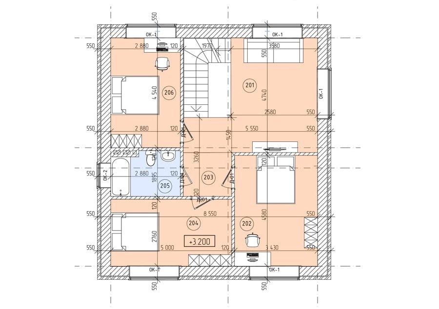 Планировка дома ДС-017 2-й этаж
