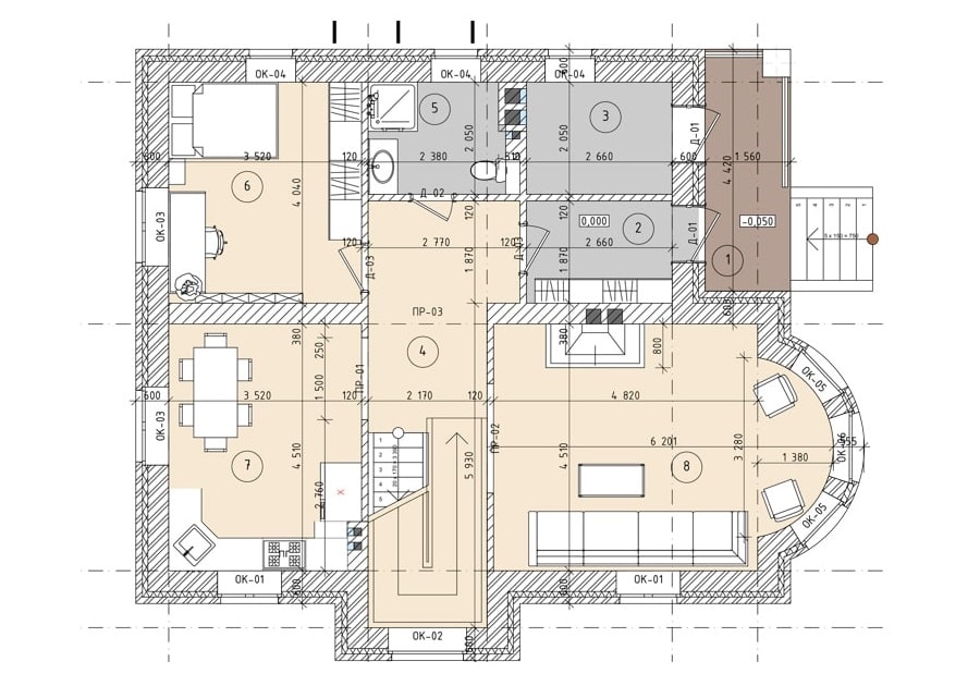 Планировка дома ДС-019 1-й этаж