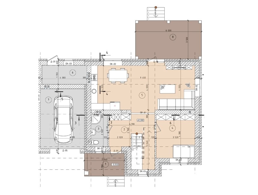 Планировка дома ДС-020 1-й этаж