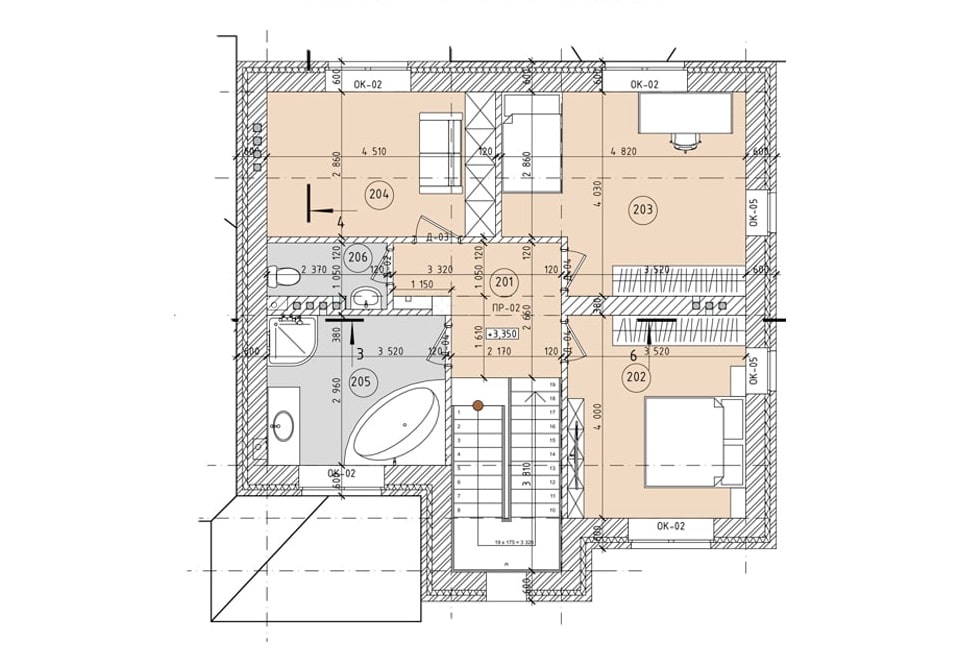 Планировка дома ДС-020 2-й этаж
