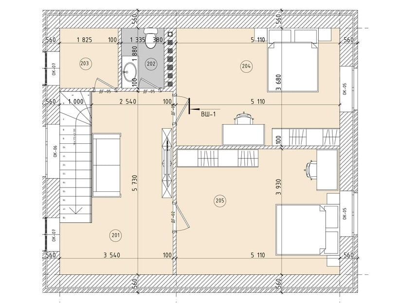 Планировка дома ДС-021 2-й этаж