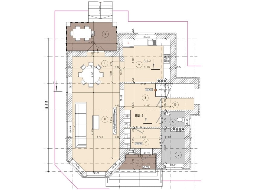 Планировка дома ДС-023 1-й этаж