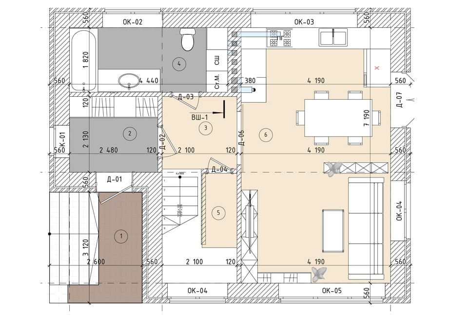 Планировка дома ДС-025 1-й этаж