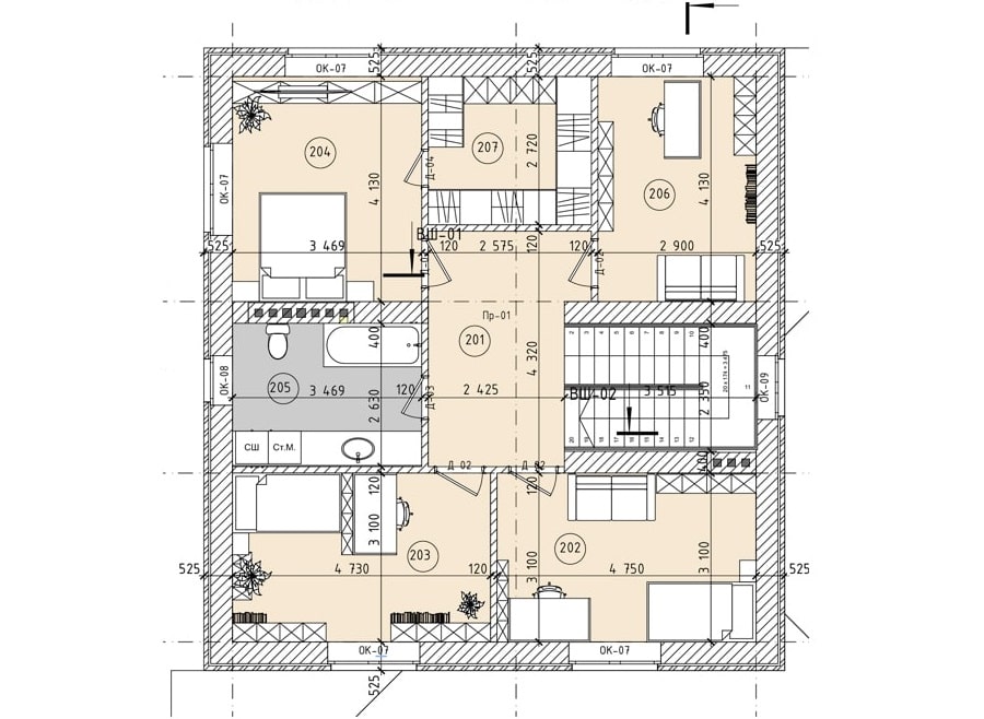 Планировка дома ДС-026 2-й этаж