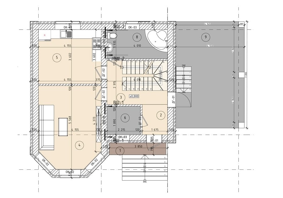 Планировка дома ДС-027 1-й этаж