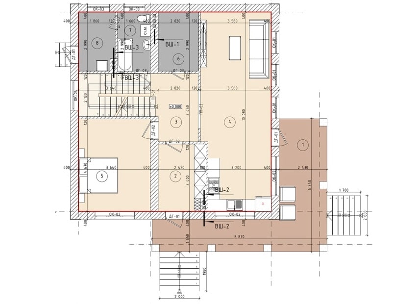Планировка дома ДС-028 1-й этаж