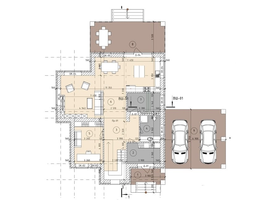 Планировка дома ДС-022 1-й этаж